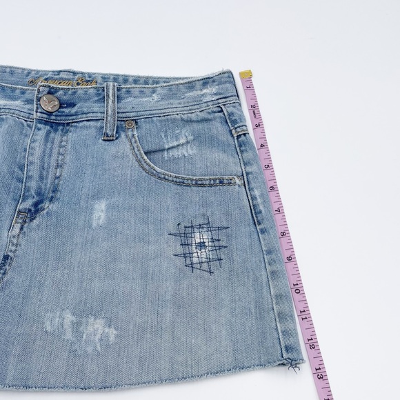 American Eagle Y2K 2000s Distressed Patchwork Denim Micro Mini Skirt Low Rise 6 - Picture 12 of 12